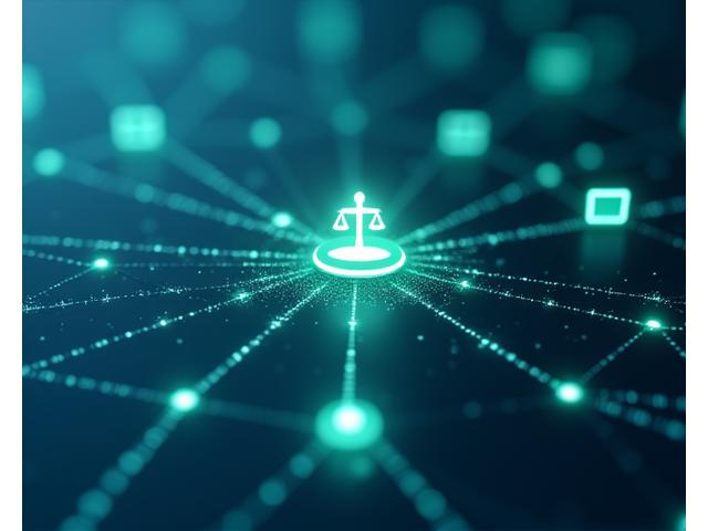 Abstrakte Darstellung von Kommunikationskanälen und Rechtssymbolen, die auf rechtliche Kommunikation hinweisen.