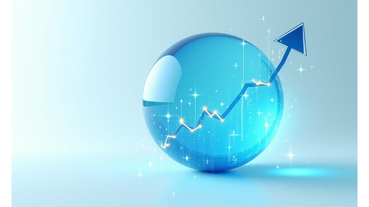 Diagramm, das einen Finanzscore von 750 Punkten darstellt, umgeben von Datenpunkten und Wachstumspfeilen, symbolisiert Bonitätsanalyse und Verbesserung.
