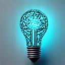 Symbol für Innovation: Eine stilisierte Glühbirne umgeben von Zahnrädern und Mikrochips.